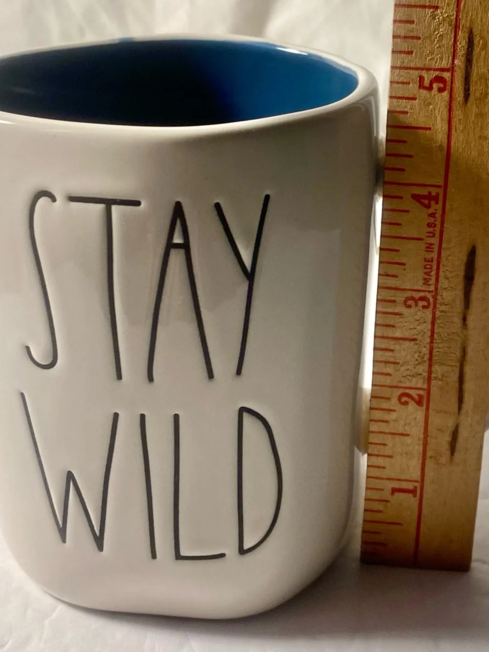 Rae Dunn White Mug with Blue Interior - STAY WILD - Picture 3 of 9